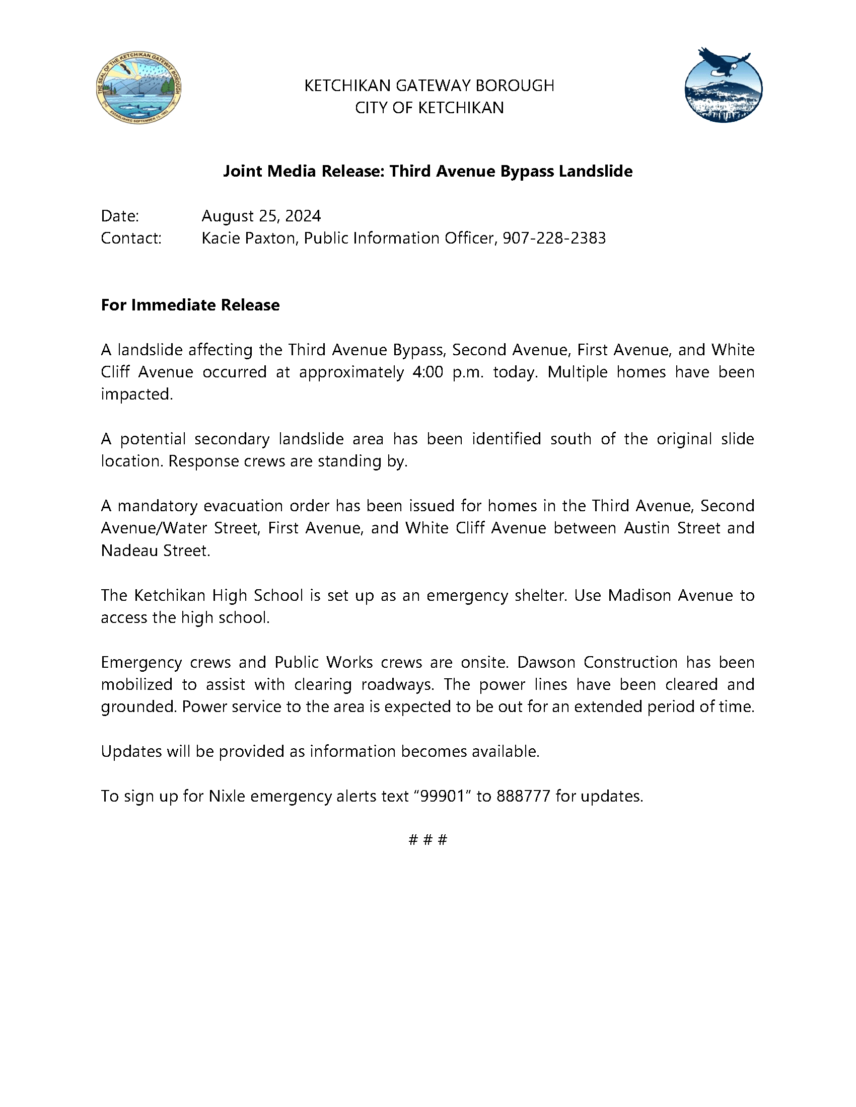 2024-08-25 Third Avenue Bypass Landslide