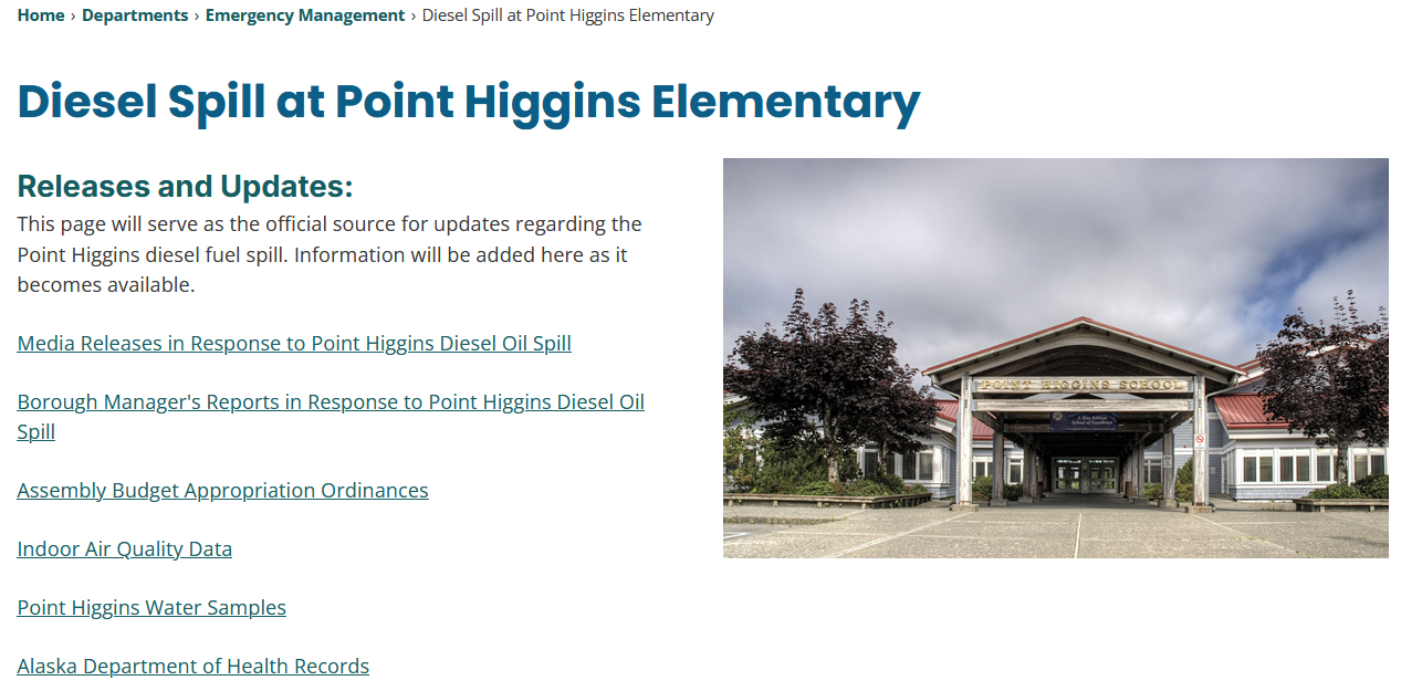 PHE Diesel Spill Webpage